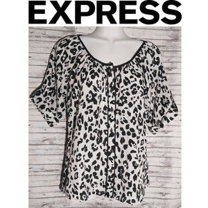 xpress Shear Animal Print Button Down Shirt XS